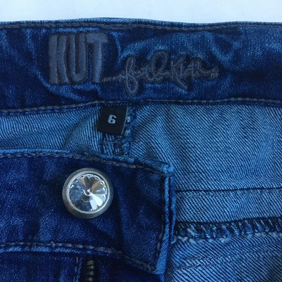 KUT From The Kloth Boot Cut Flap Pockets Dark Wash Blue Denim Jeans Size 6 - Picture 10 of 17